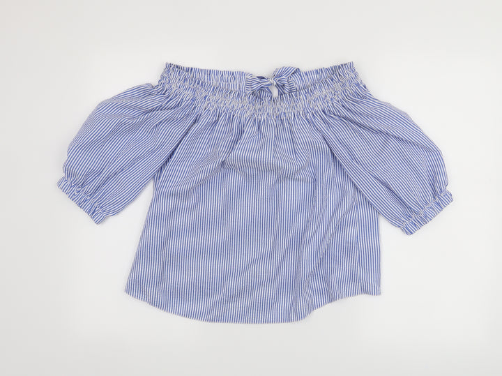 Atmosphere Womens Blue Striped  Basic Blouse Size 6