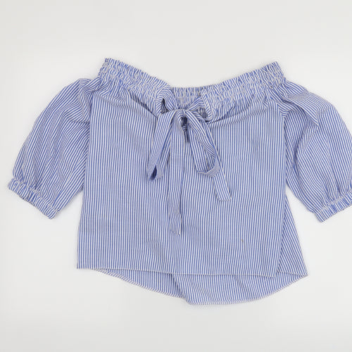 Atmosphere Womens Blue Striped  Basic Blouse Size 6
