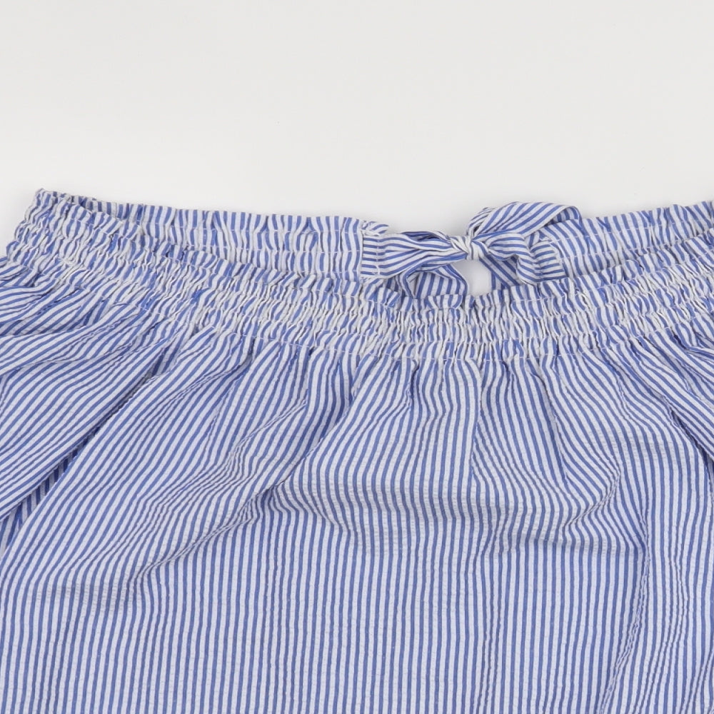 Atmosphere Womens Blue Striped  Basic Blouse Size 6
