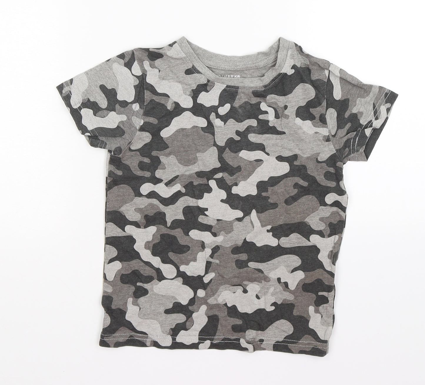 Primark Boys Grey Camouflage  Basic T-Shirt Size 3-4 Years