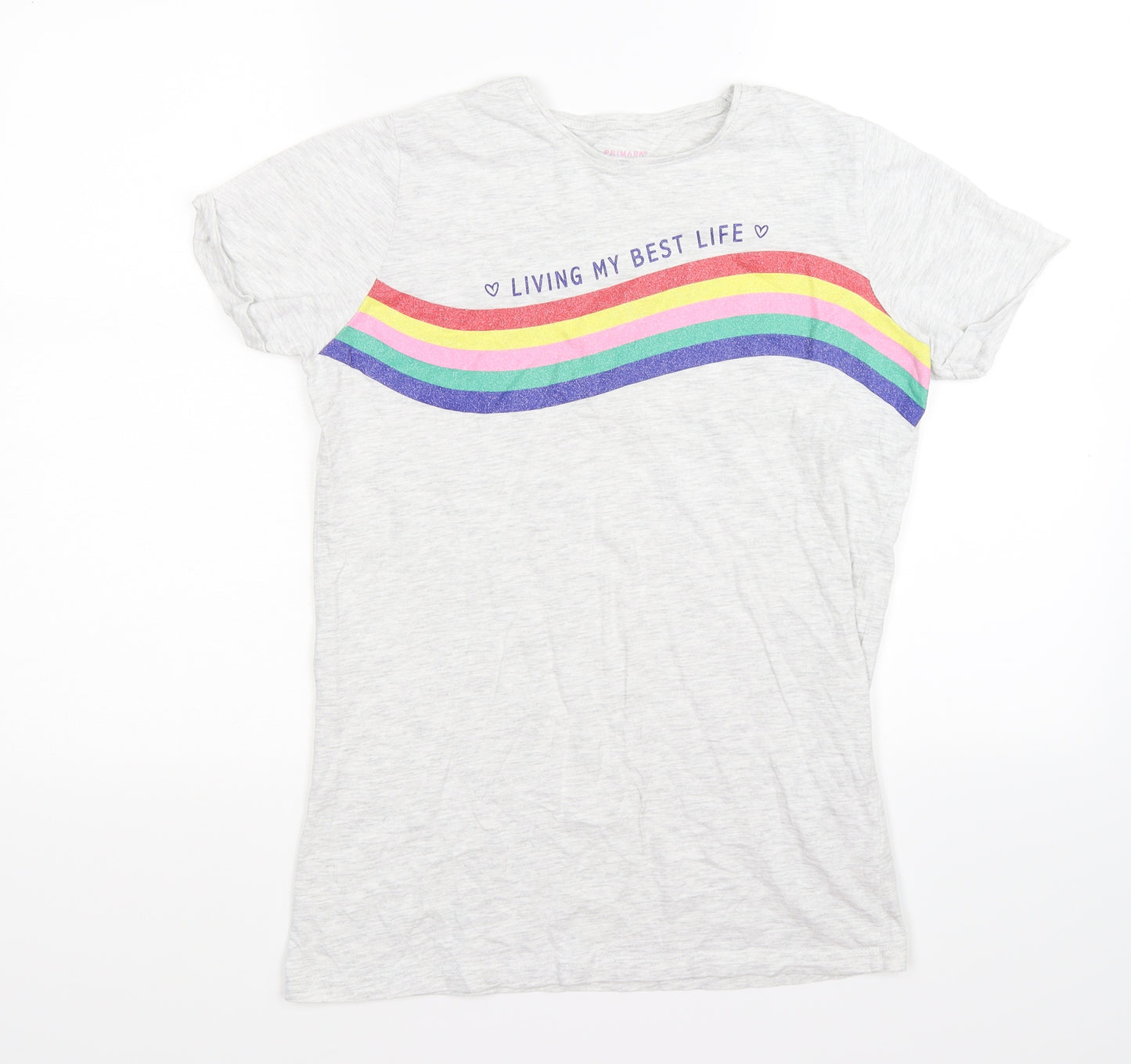 Primark Girls Grey   Basic T-Shirt Size 14-15 Years  - living my best life