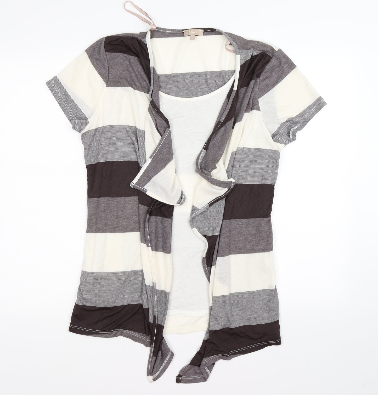 Soon Womens Brown Striped  Tunic T-Shirt Size 18  - 2 in 1