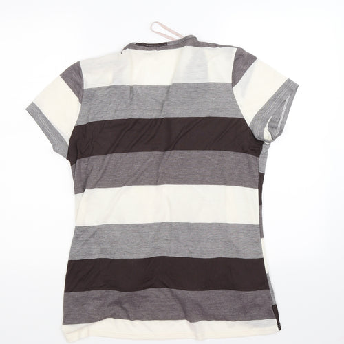 Soon Womens Brown Striped  Tunic T-Shirt Size 18  - 2 in 1