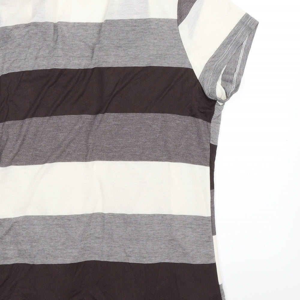 Soon Womens Brown Striped  Tunic T-Shirt Size 18  - 2 in 1