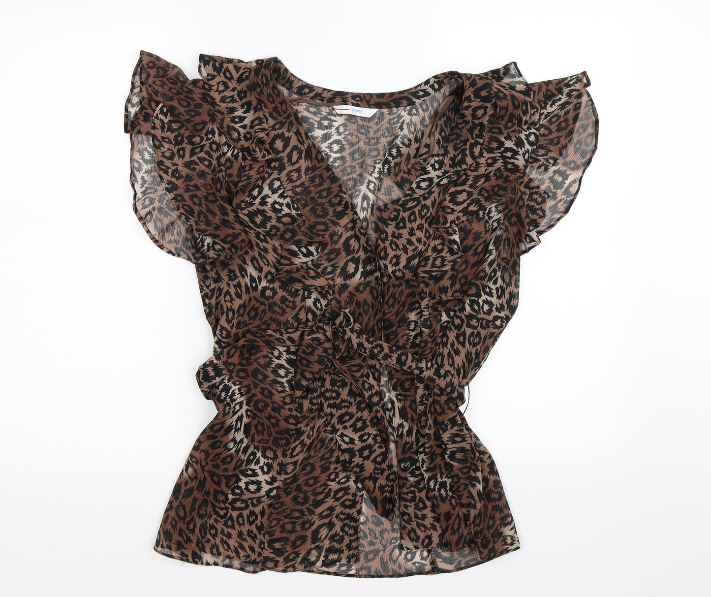 Papaya Womens Brown Striped Chiffon Basic Blouse Size 18  - leopard print