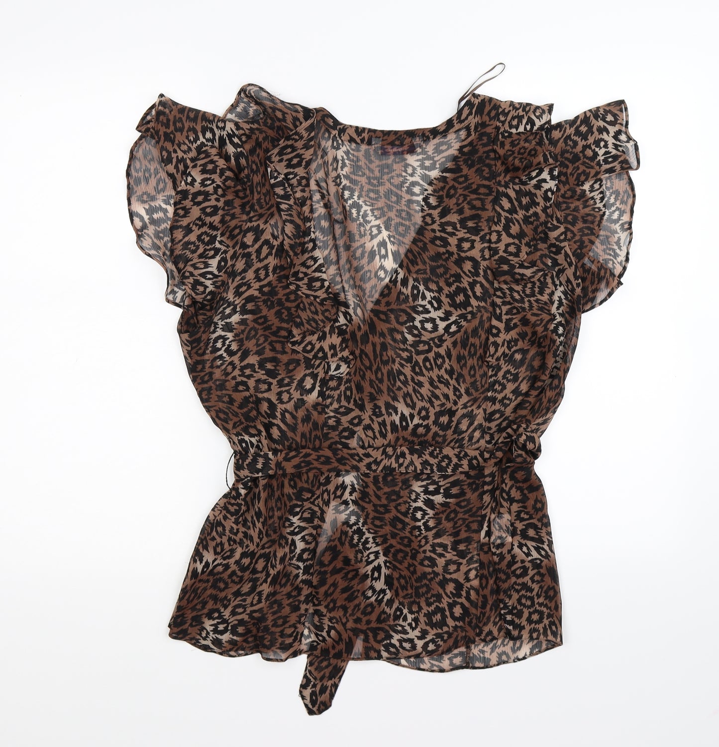 Papaya Womens Brown Striped Chiffon Basic Blouse Size 18  - leopard print