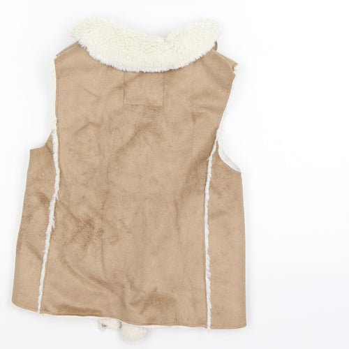 F&F Girls Beige  Velour Gilet Jacket Size 5-6 Years  - faux suede