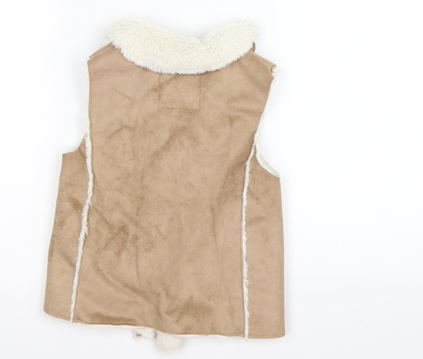 F&F Girls Beige  Velour Gilet Jacket Size 5-6 Years  - faux suede