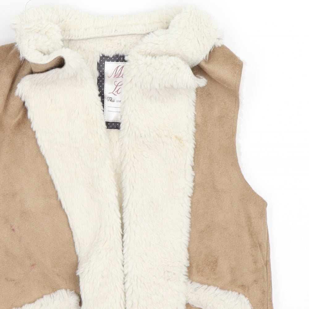 F&F Girls Beige  Velour Gilet Jacket Size 5-6 Years  - faux suede