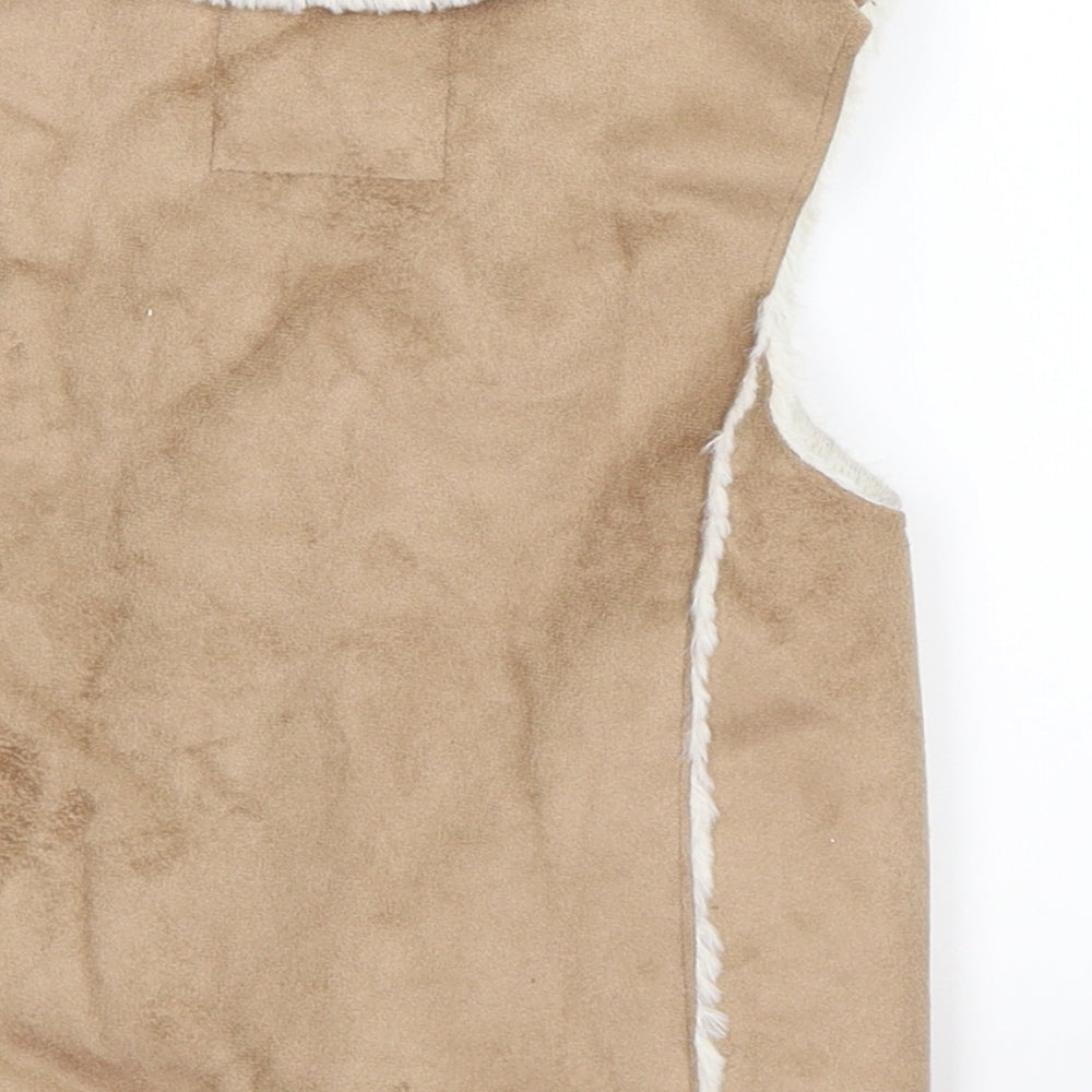F&F Girls Beige  Velour Gilet Jacket Size 5-6 Years  - faux suede