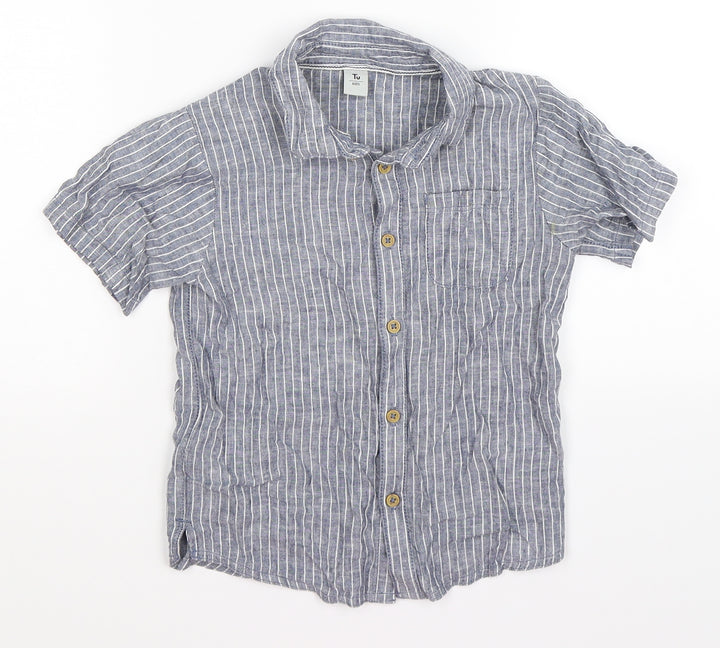 TU Boys Green Striped  Basic Button-Up Size 3-4 Years