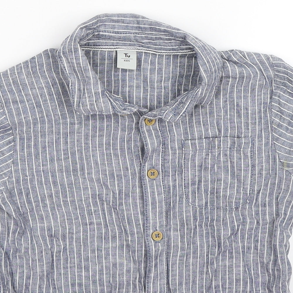 TU Boys Green Striped  Basic Button-Up Size 3-4 Years