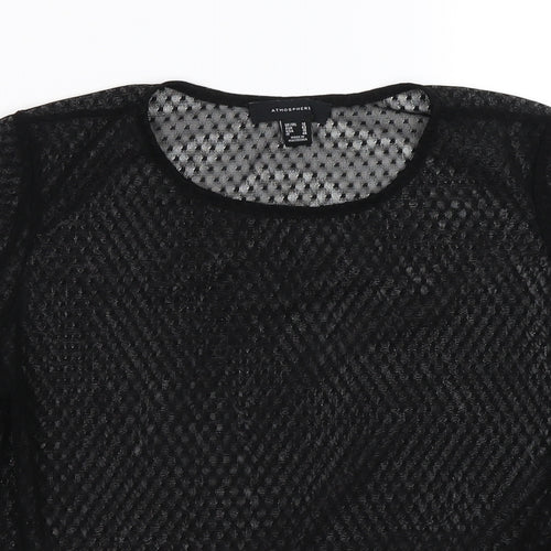 Atmosphere Womens Black Polka Dot Mesh Tunic Blouse Size 14  - peplum hem