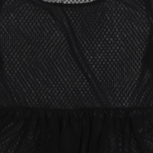 Atmosphere Womens Black Polka Dot Mesh Tunic Blouse Size 14  - peplum hem