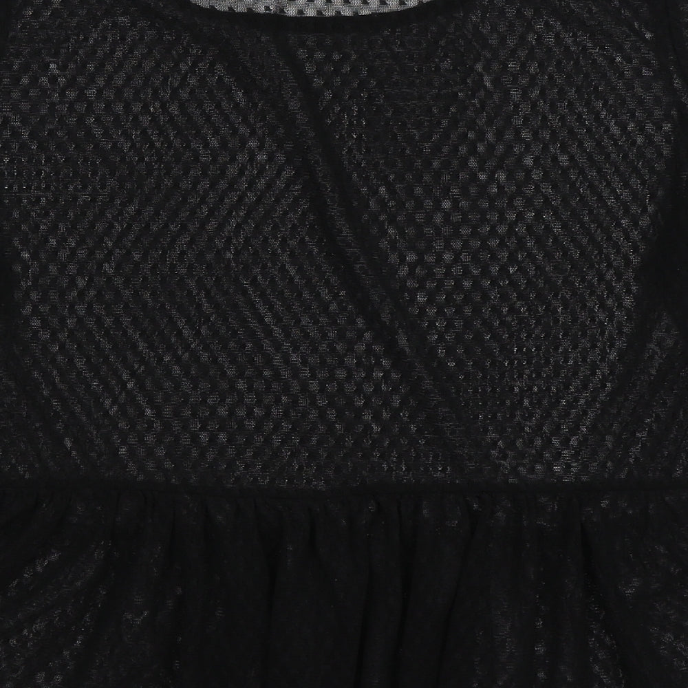 Atmosphere Womens Black Polka Dot Mesh Tunic Blouse Size 14  - peplum hem