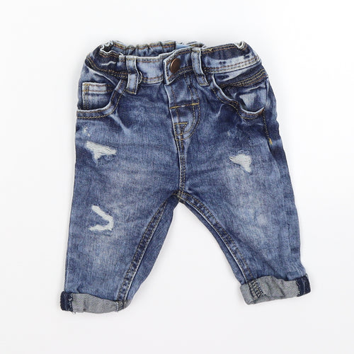 NEXT Boys Blue  Denim Capri Trousers Size 3-6 Months