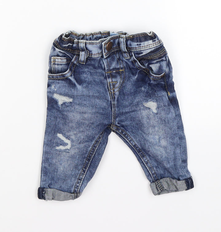 NEXT Boys Blue Denim Capri Trousers Size 3-6 Months