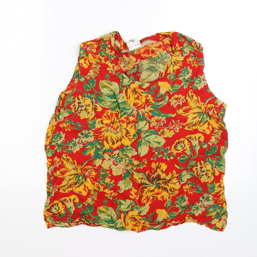 George Womens Red Floral  Tunic Tank Size 14