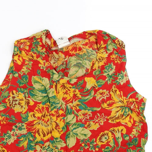 George Womens Red Floral  Tunic Tank Size 14