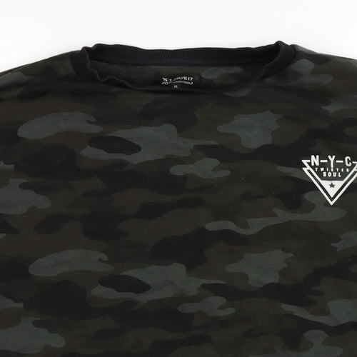 Twisted Soul Mens Green Camouflage  Pullover Sweatshirt Size XL