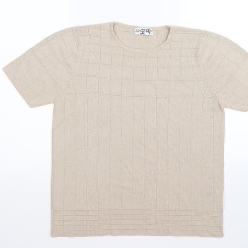 Jumper Womens Beige Check Knit Pullover Jumper Size M