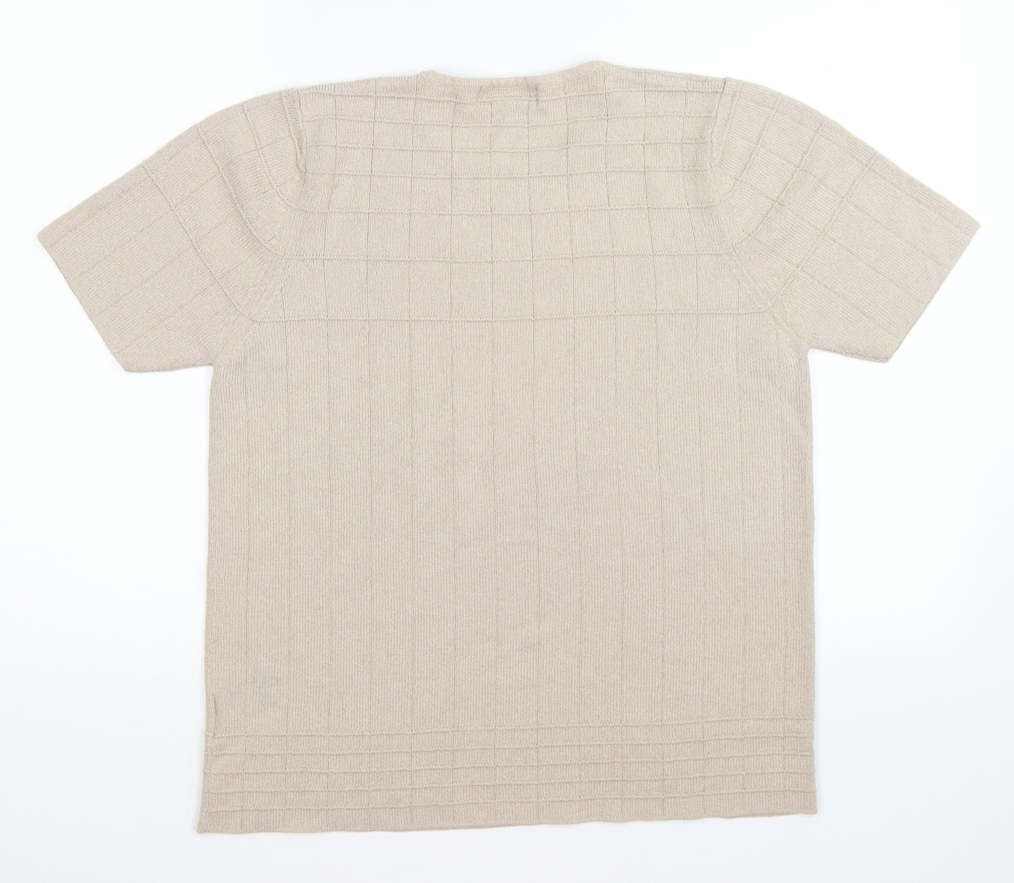 Jumper Womens Beige Check Knit Pullover Jumper Size M
