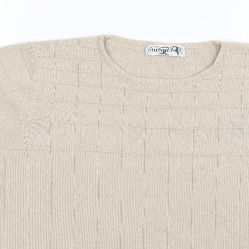 Jumper Womens Beige Check Knit Pullover Jumper Size M