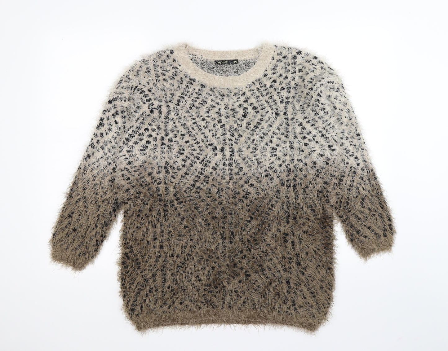 QED London Womens Brown Animal Print Knit Pullover Jumper Size M