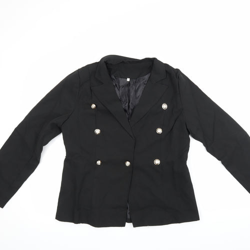 Preworn Womens Black Batik  Jacket Suit Jacket Size XL