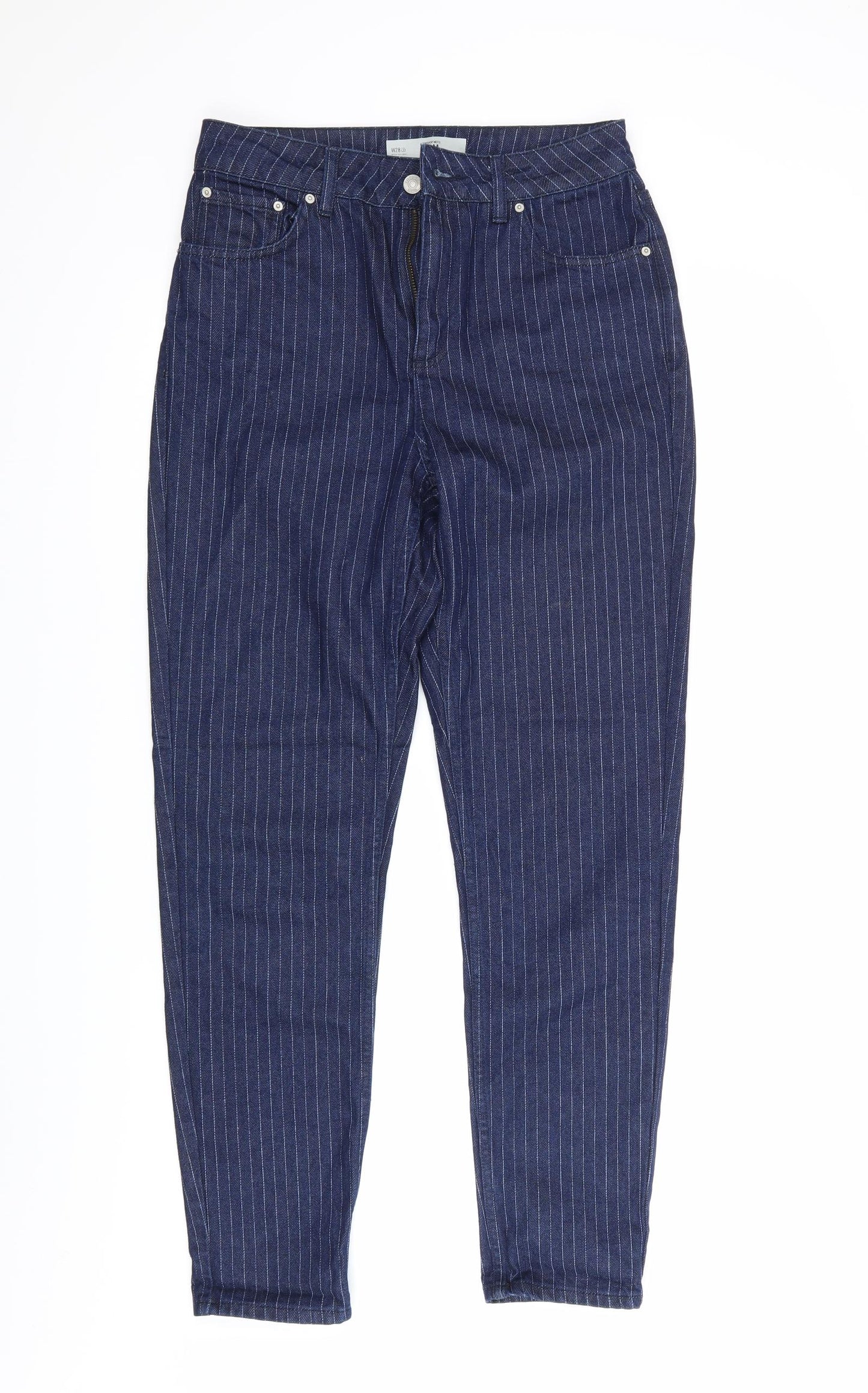 Topshop Womens Blue Striped  Mom Jeans  L32 in