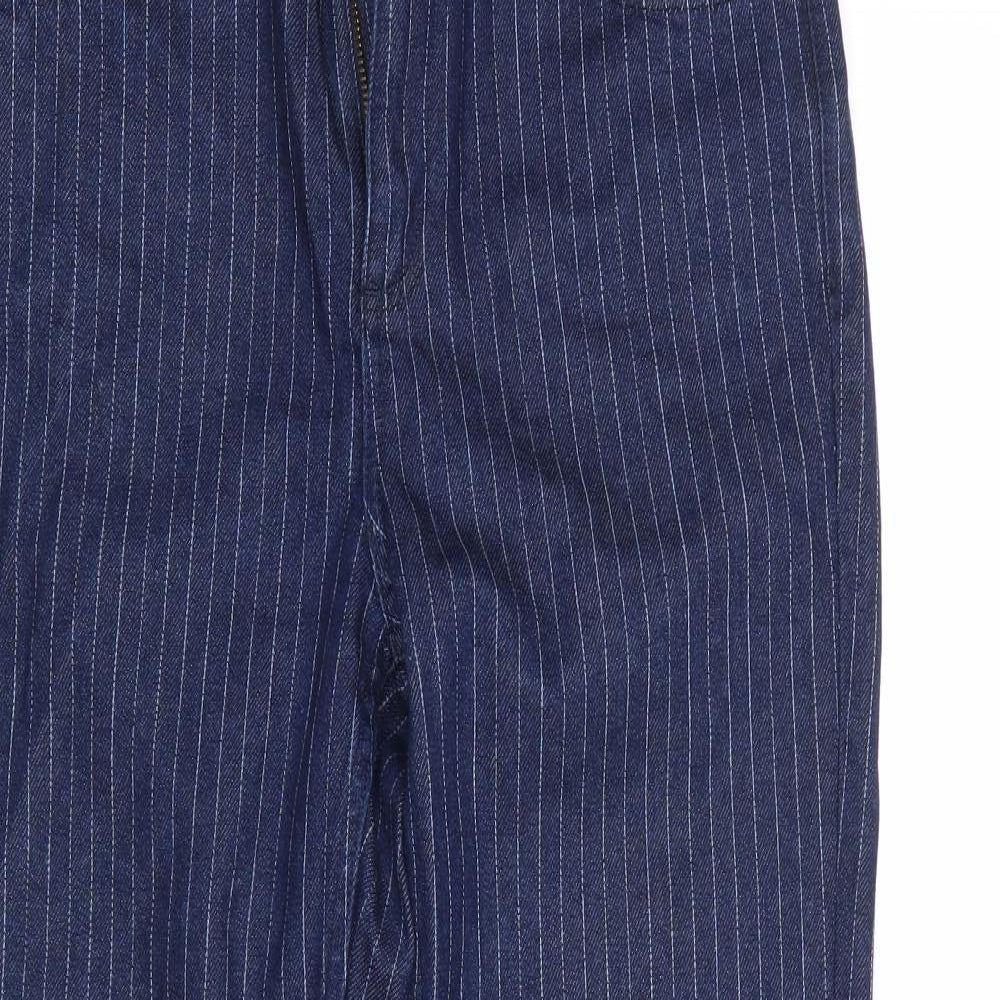 Topshop Womens Blue Striped  Mom Jeans  L32 in