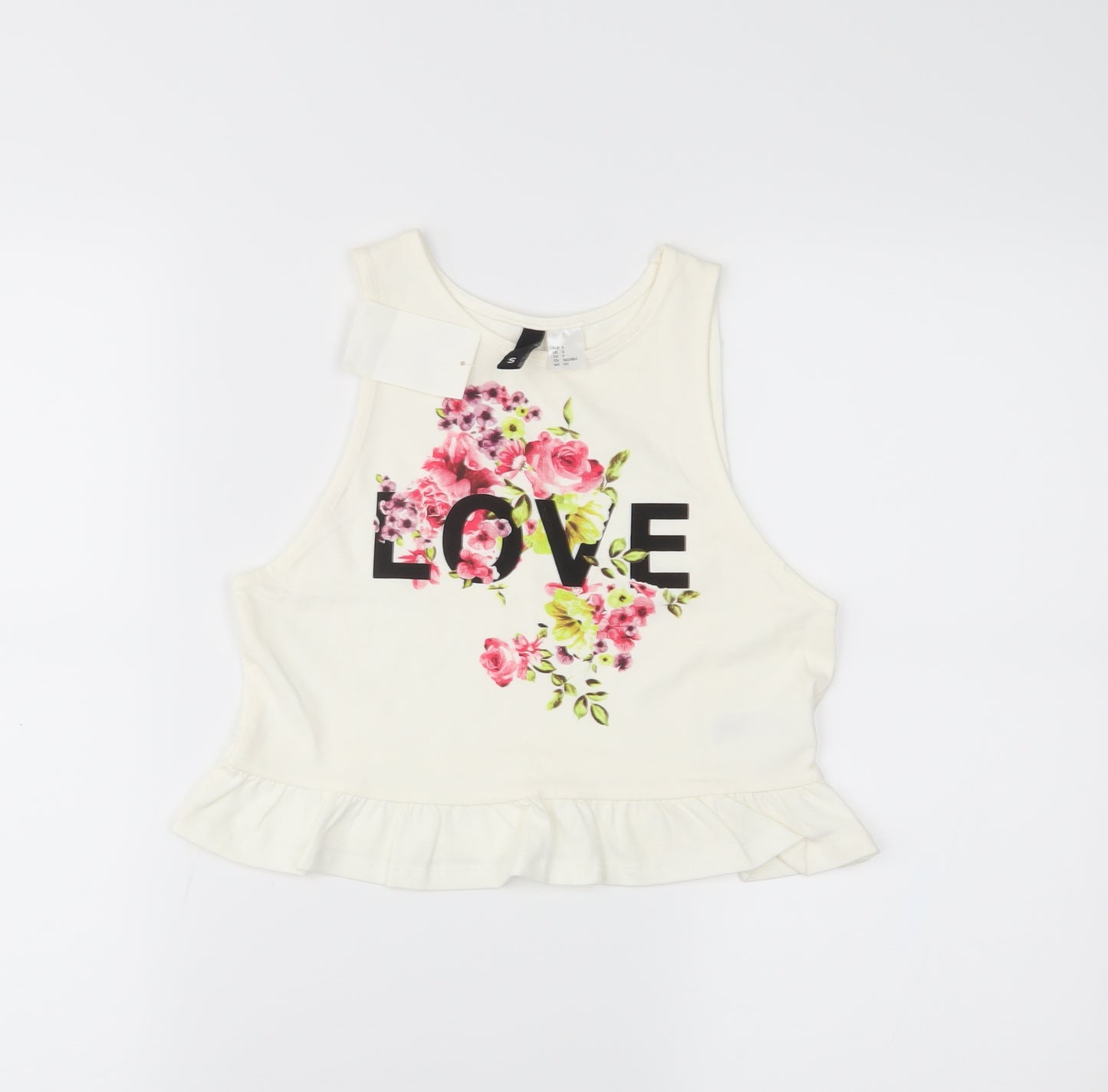 H&M Womens Ivory   Cropped T-Shirt Size S
