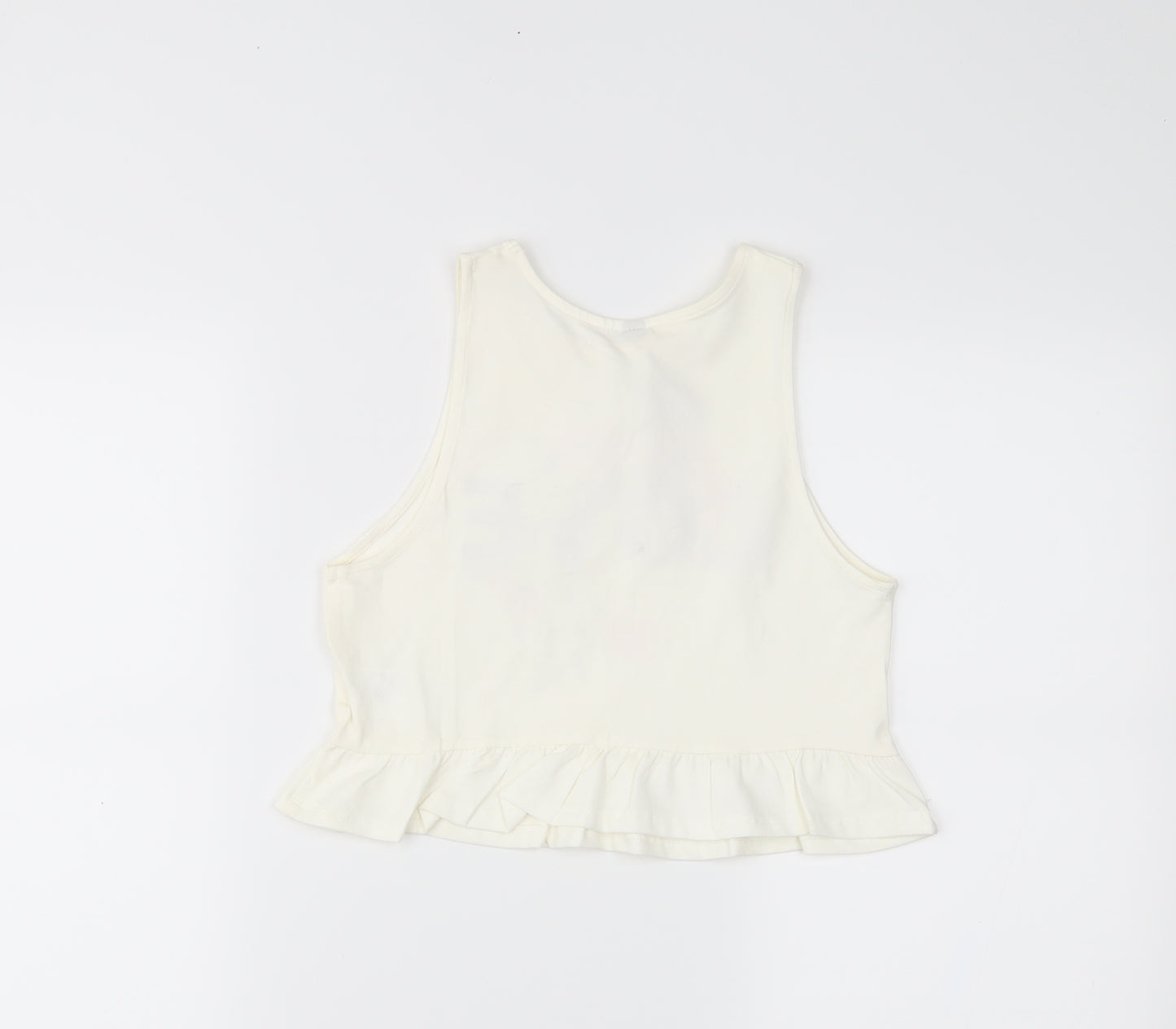 H&M Womens Ivory   Cropped T-Shirt Size S