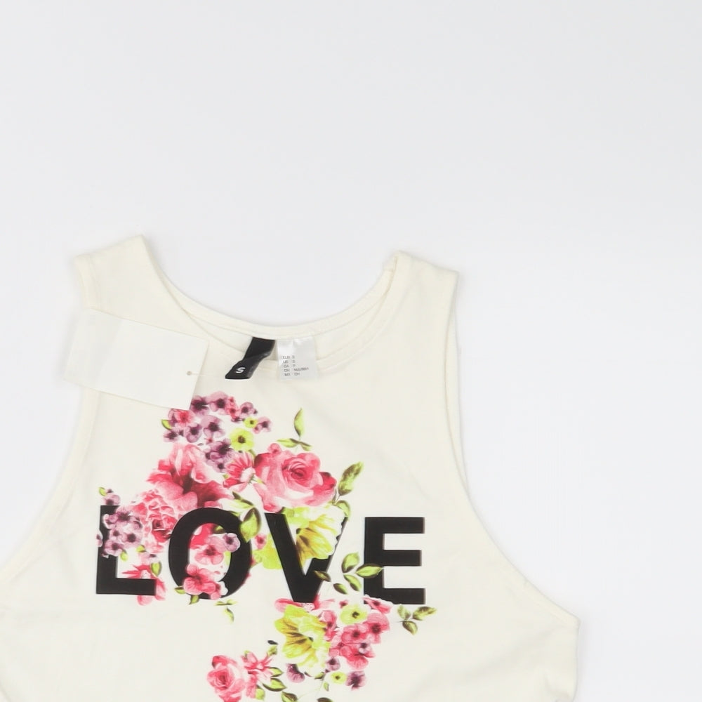 H&M Womens Ivory   Cropped T-Shirt Size S