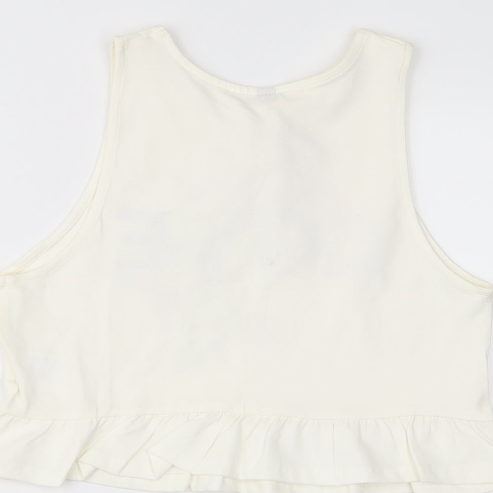 H&M Womens Ivory   Cropped T-Shirt Size S