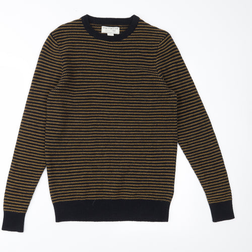 Knitwear Mens Black Striped  Henley Jumper Size S