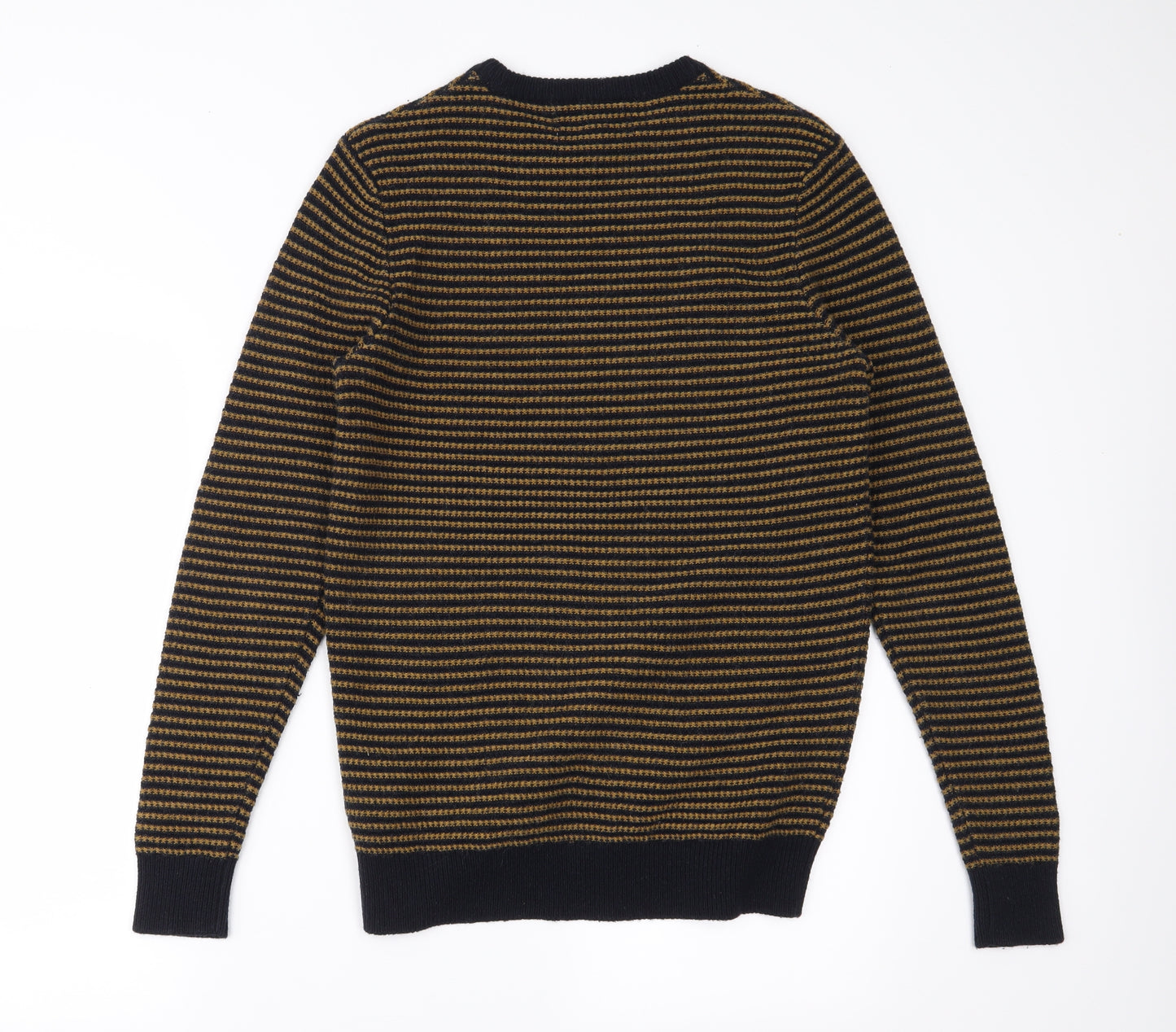Knitwear Mens Black Striped  Henley Jumper Size S