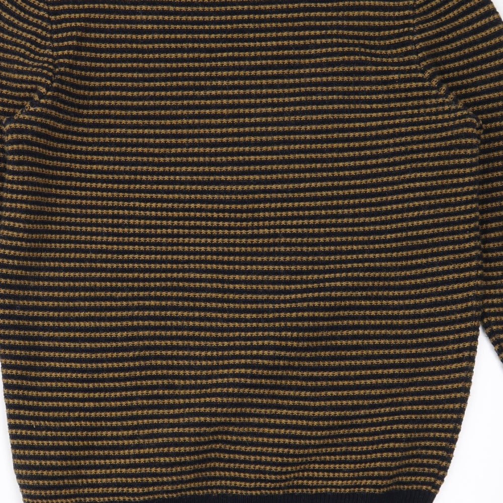 Knitwear Mens Black Striped  Henley Jumper Size S