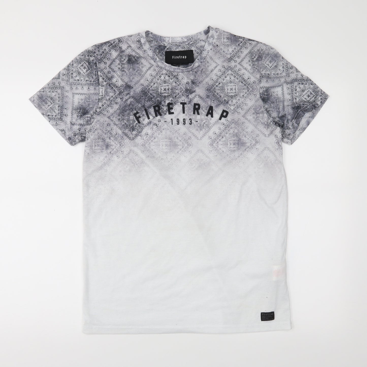 Firetrap Mens White Floral   T-Shirt Size M