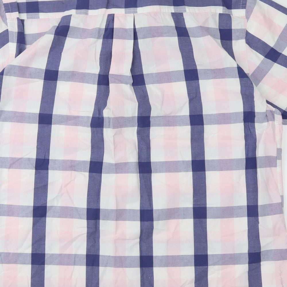 Easy Mens Pink Plaid   Button-Up Size L