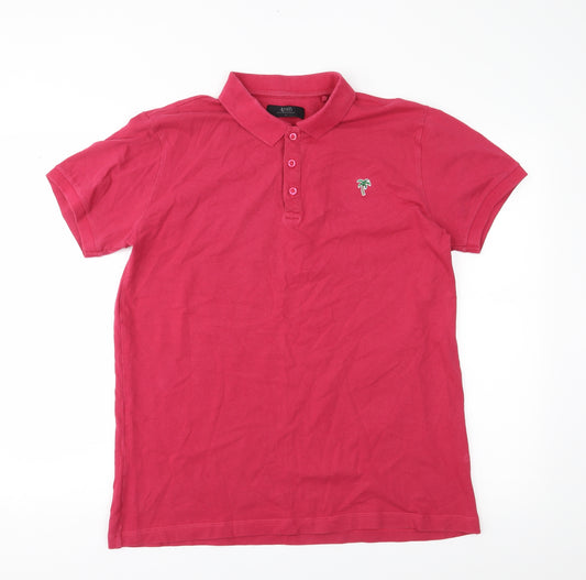 Front view of Acw85 men’s pink polo, size L