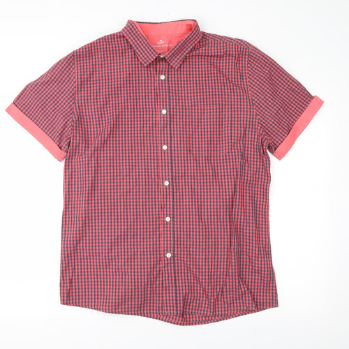Easy Mens Red Plaid   Button-Up Size L