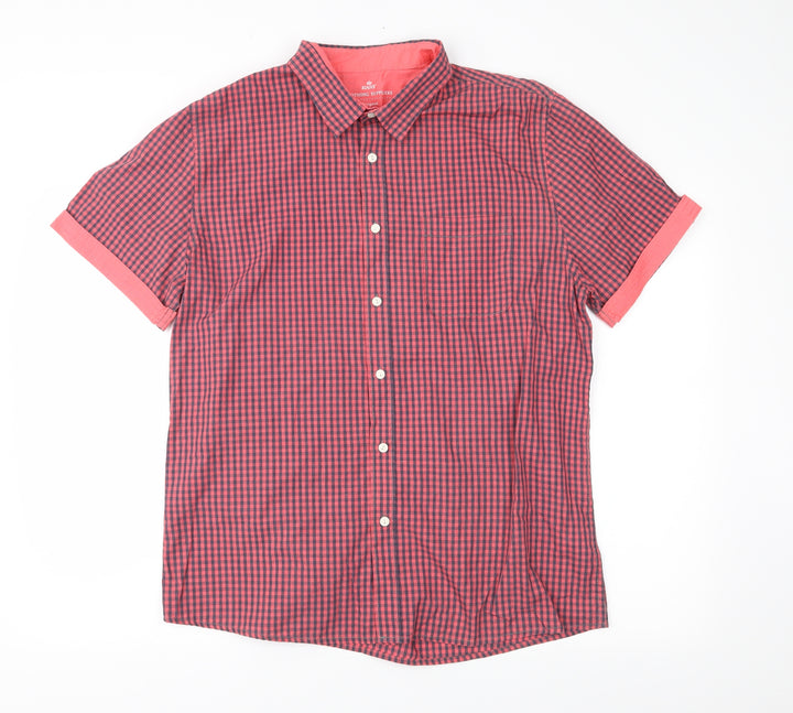 Easy Mens Red Plaid   Button-Up Size L