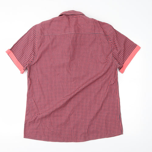 Easy Mens Red Plaid   Button-Up Size L
