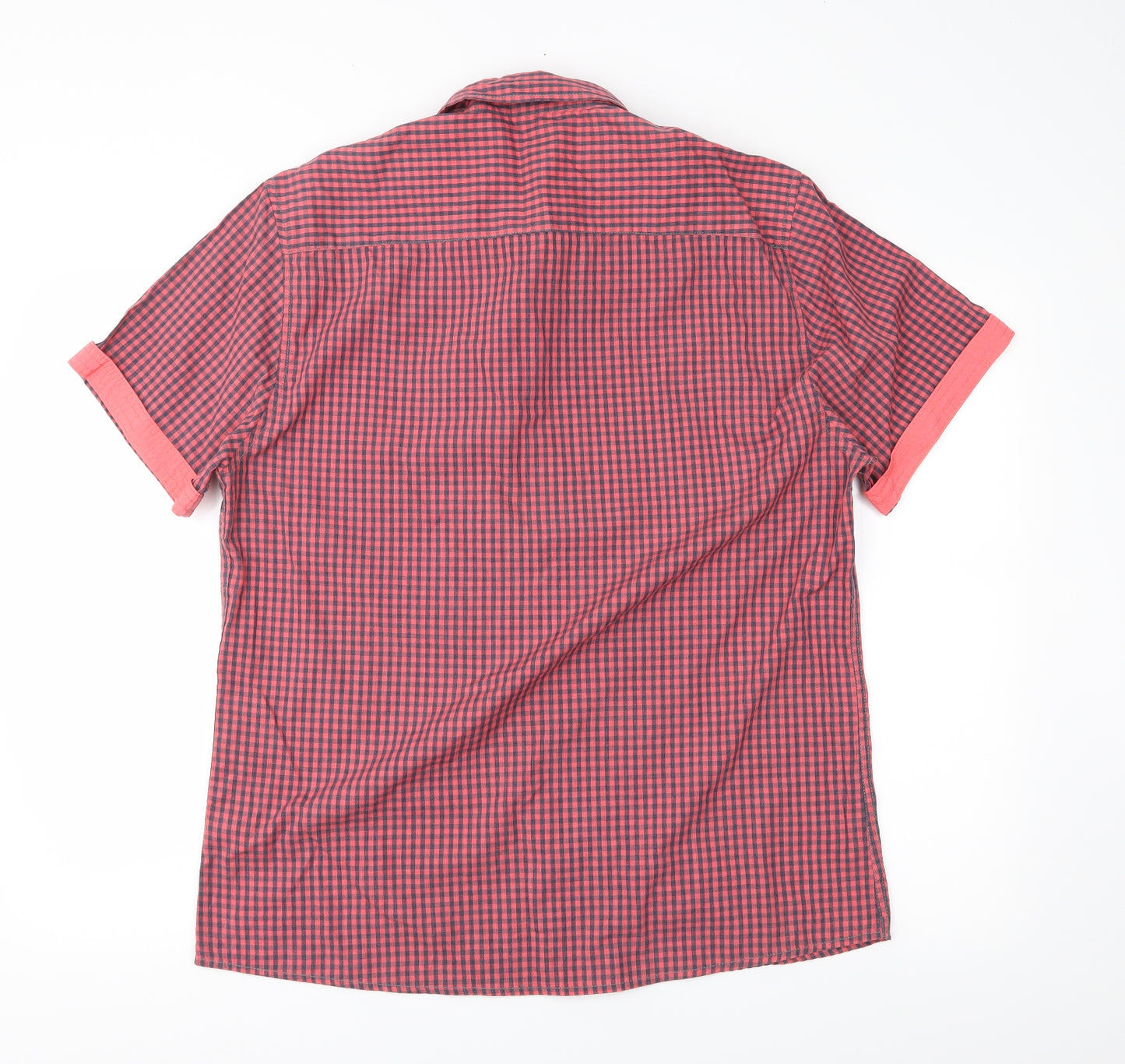Easy Mens Red Plaid   Button-Up Size L