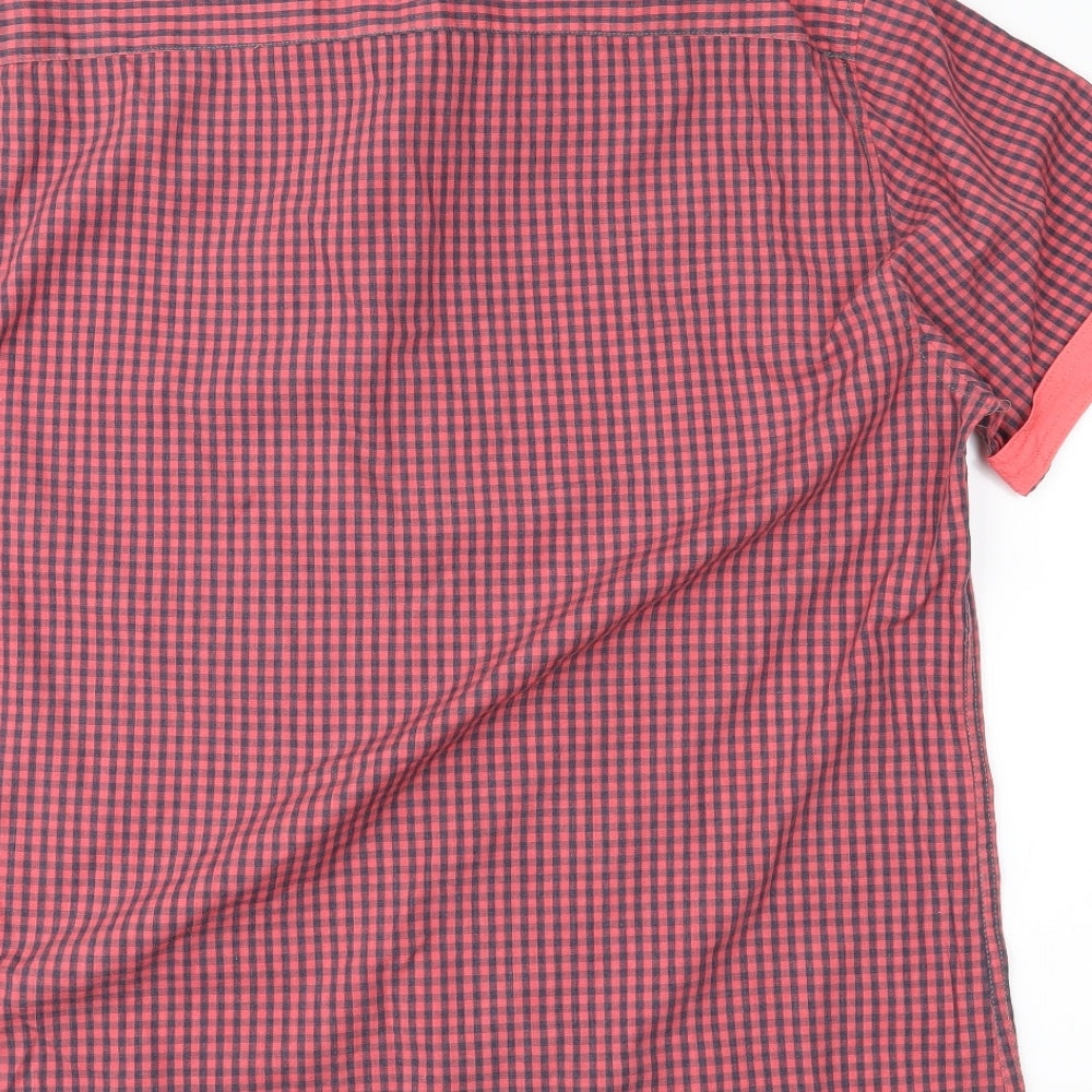 Easy Mens Red Plaid   Button-Up Size L