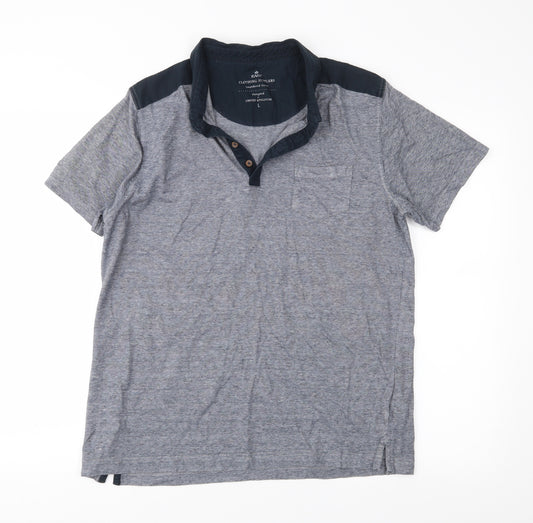 Front view of Easy men’s grey polo, size L