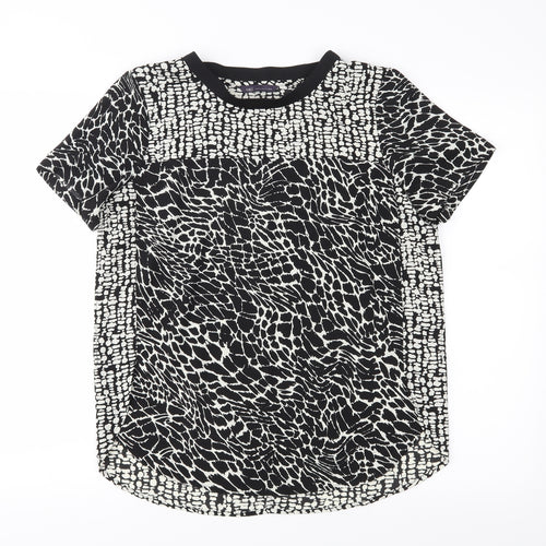 M&S Womens Black Animal Print  Basic Blouse Size 10