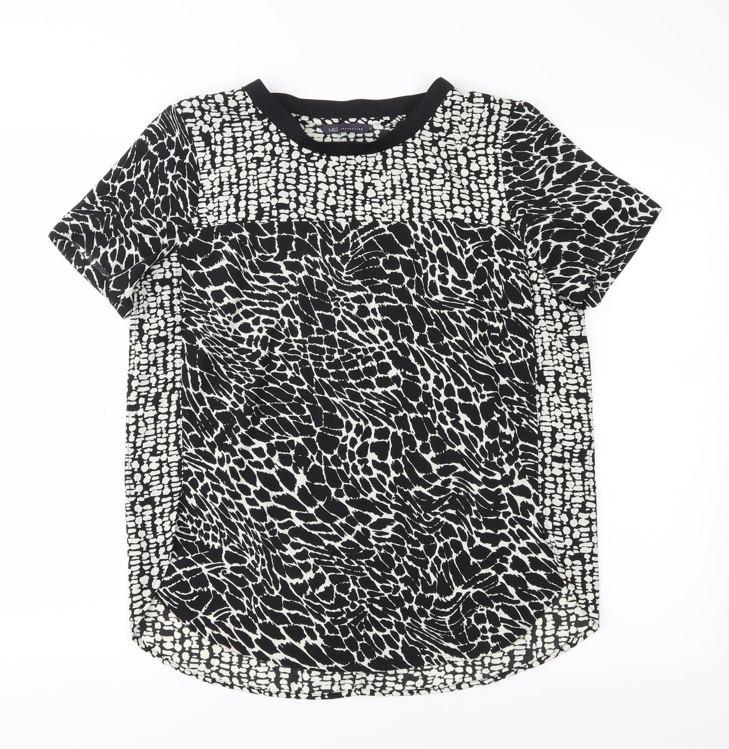 M&S Womens Black Animal Print  Basic Blouse Size 10