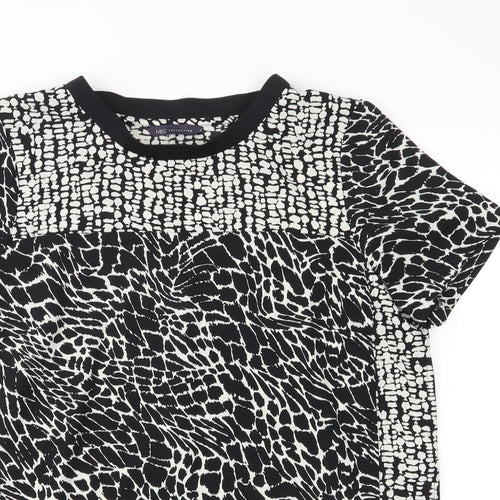 M&S Womens Black Animal Print  Basic Blouse Size 10